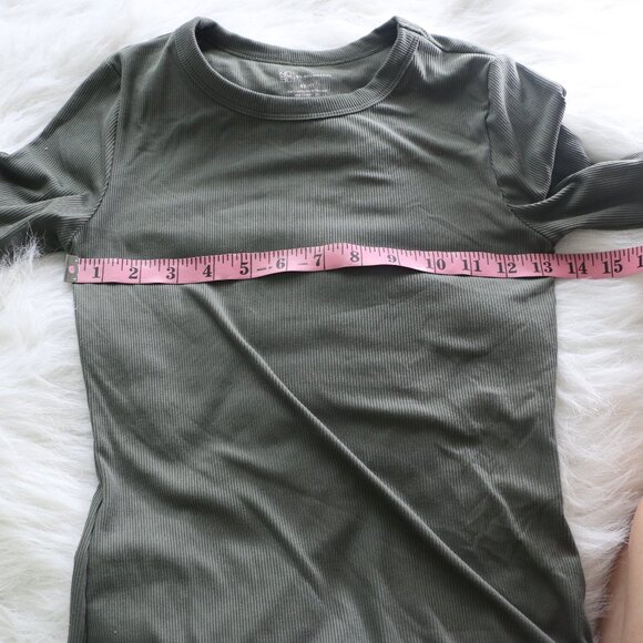 No Boundaries Forest Green Ribbed Long-Sleeve T-Shirt – Size XS 🍃 - Picture 6 of 7